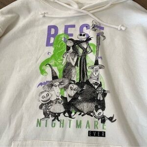 Disney Tim Burton Best Nightmare Ever Before Christmas Cream‎ Hoodie 47”Bust
